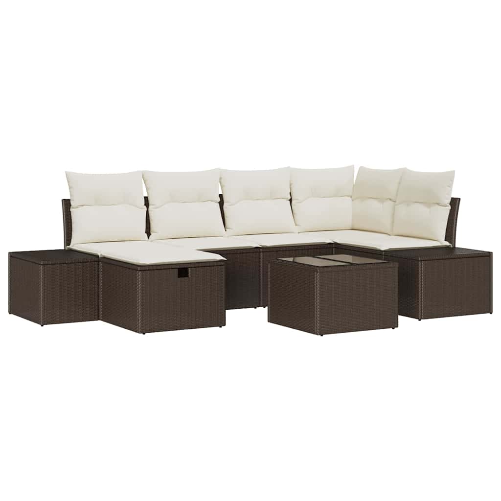 Garten-Sofa-Set 7 pcs Braun 55 x 62 x 69 cm Poly Rattan